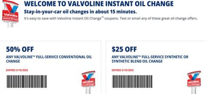 Valvoline 50 Off Oil Change
